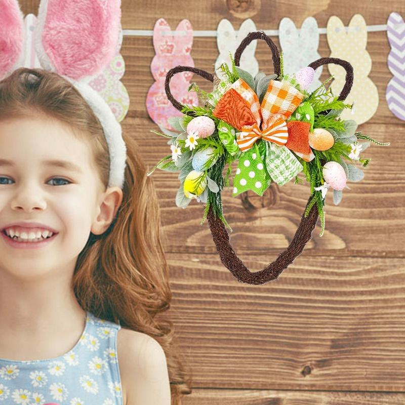 Spring Wreaths For Front Door Artificial Spring Wreath Bunny Head Shape Easter Decor Natural Rattan Door Sign Spring Decorations
