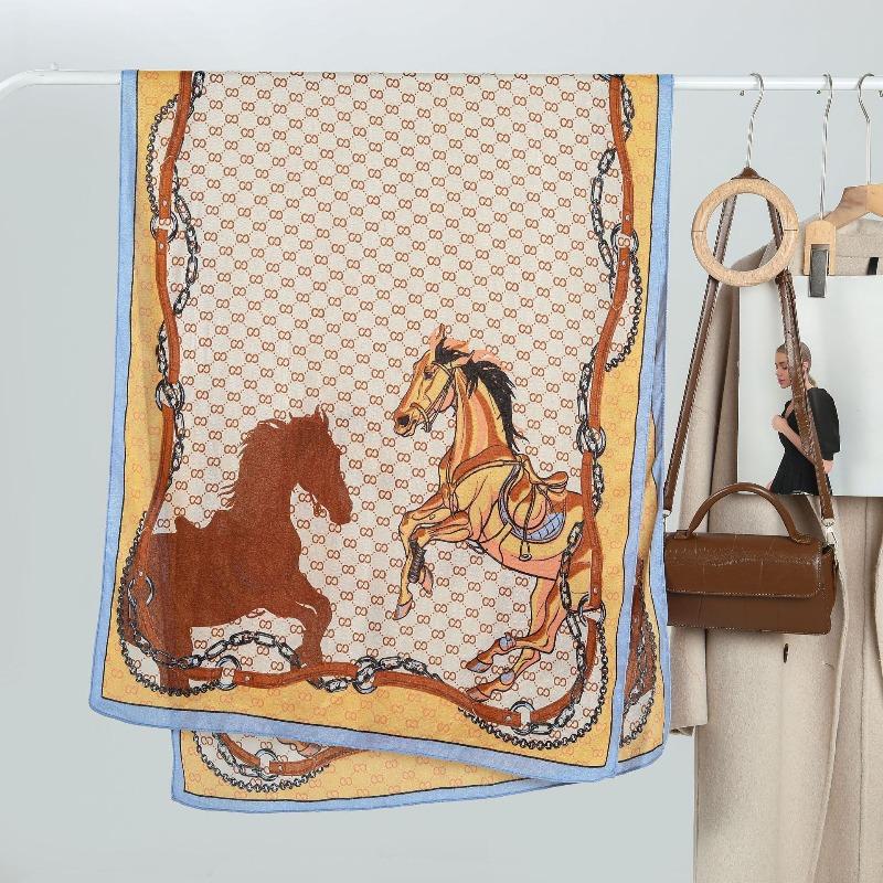 

New women s letter chain big-name silk scarf scarf autumn and winter versatile fashion thin thermal shawl Above 175cm