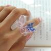 Exquisite Colorful Flower Ring Glass Crafts Chinese Dragon Ring  Valentine's Day Gift