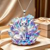 Nine Tailed Fox Enamel Pendant Necklace Unique Chinese Mythology Design 1PC Anti-rust Jewelry for Women Daily Collocation