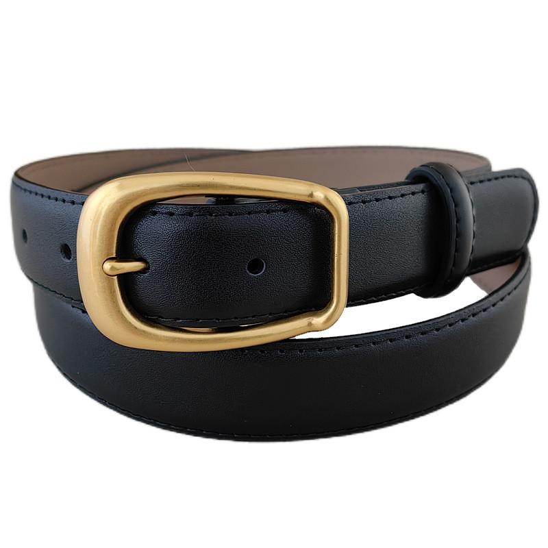 Simple Twoply Leather Belt With Alloy Fastener For Casual Office Wear