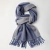35x196cm Men's 100% Wool Ombre Gradient Scarf Thick Winter Warm Neck Wrap Dual-Color Fall Winter Accessory for Men