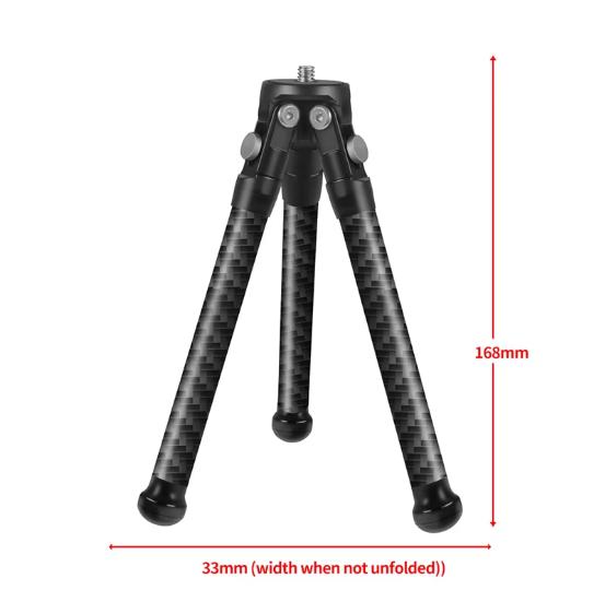 Portable Lightweight Carbon Fiber Mini Tripod 1/4 Light Stand Tabletop for OSMO 360 Phone SLR Action Cameras Selfie Live Holder