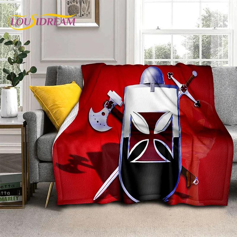 Cartoon Templar Cavalier Knight Crusaders Blanket,Soft Throw Blanket for Home Bedroom Bed Sofa Picnic Travel Office Blanket Kids