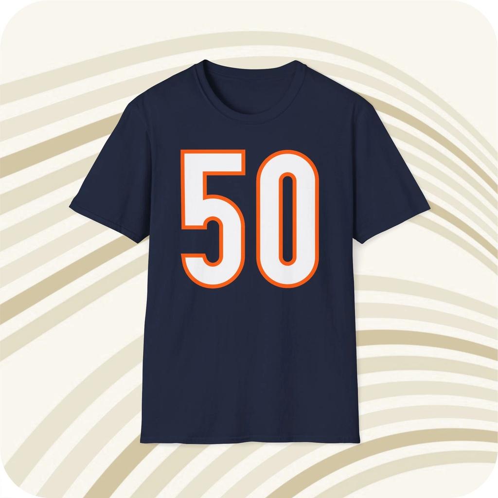 Men's and Women's T-shirts Mike Singletary #50 Chicago Bears Jersey T-Shirt - Front & Back Print