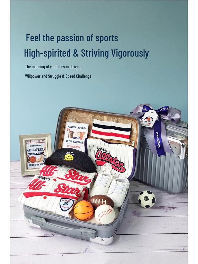 Baby Sports Gift Box: Pure Cotton Spring/Summer Clothing Set for Boys (0-1 Year), Suitcase Packed