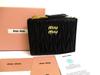 Authentic Black Leather Matelasse Bifold Wallet Compact Wallet #b187 Open Box