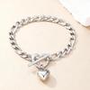 Stainless Steel Heart Pendant Bracelet For Women Fashionable Ot Clasp Design Minimalist Commuter Wrist Accessory Jewelry Gift