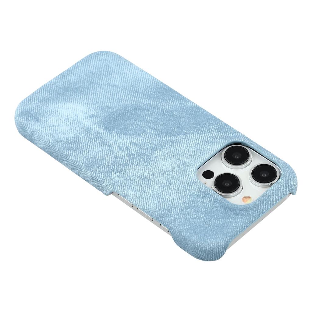 For iPhone 13 Pro Max Magnetic Case Denim Cloth Texture Leather + PC Shockproof Phone Cover