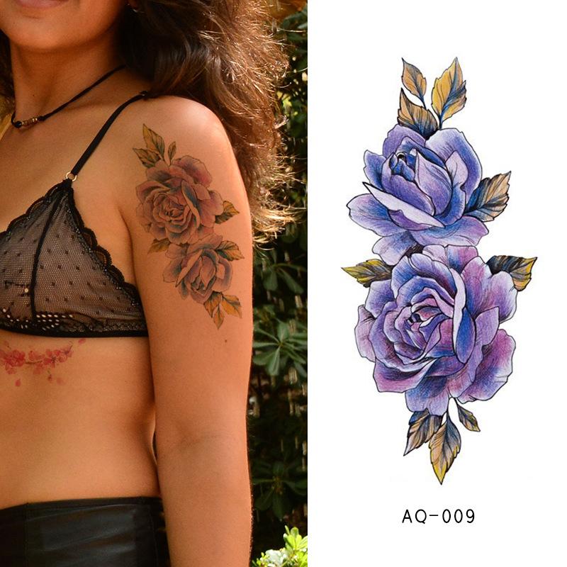 Tatuaje temporal a prueba de agua para mujer, pegatina Sexy de mariposa oscura, tatuaje Flash de cintura trasera para mujer de la India, tatuajes falsos realistas para arte corporal para chica