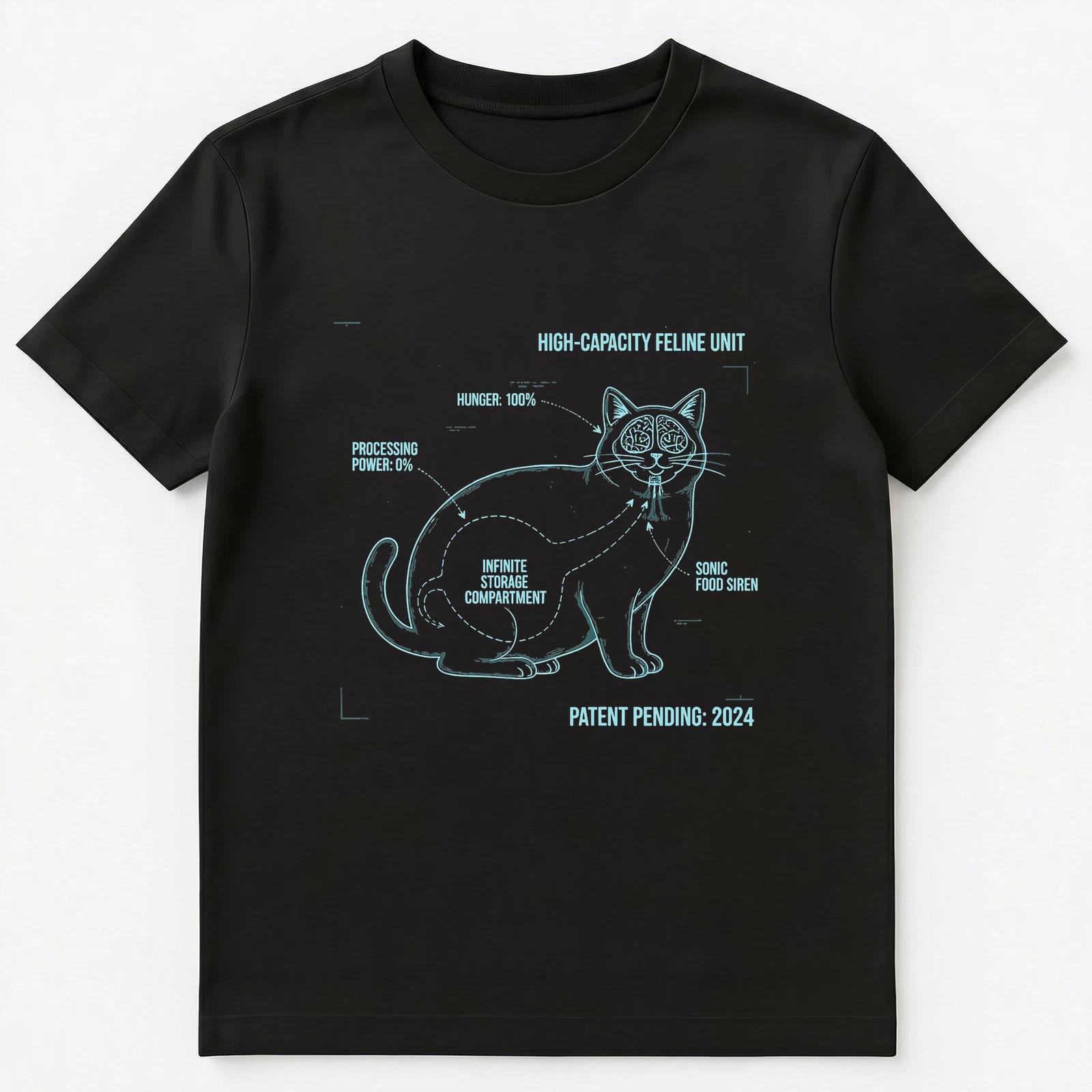 

Cat Lover Feline Unit Diagram Hungry Pet Owner Humor Unisex T-Shirt L