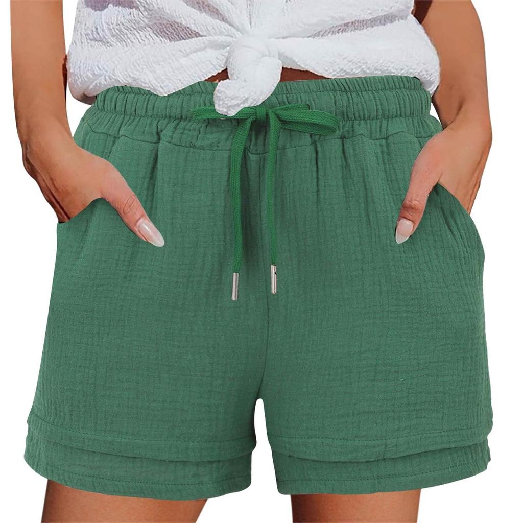 Women's Casual  Summer Elastic Beach Shorts  Solid Casual Shorts