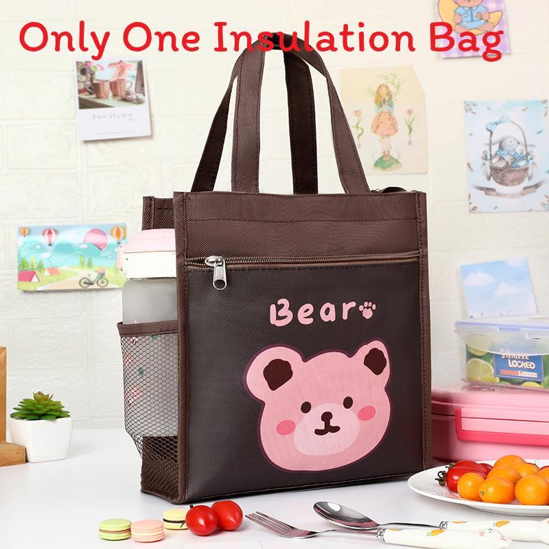 Cartoon Canvas Lunch Bag With Material For Kids School Snack Organizer