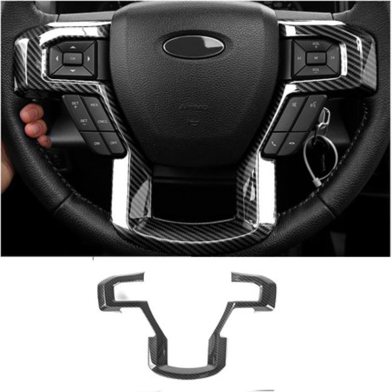 For Ford Raptor F-150 F150 2015- -2024 ABS Carbonfiber Steering Wheel Button Switch Direction Control Decorate Cover