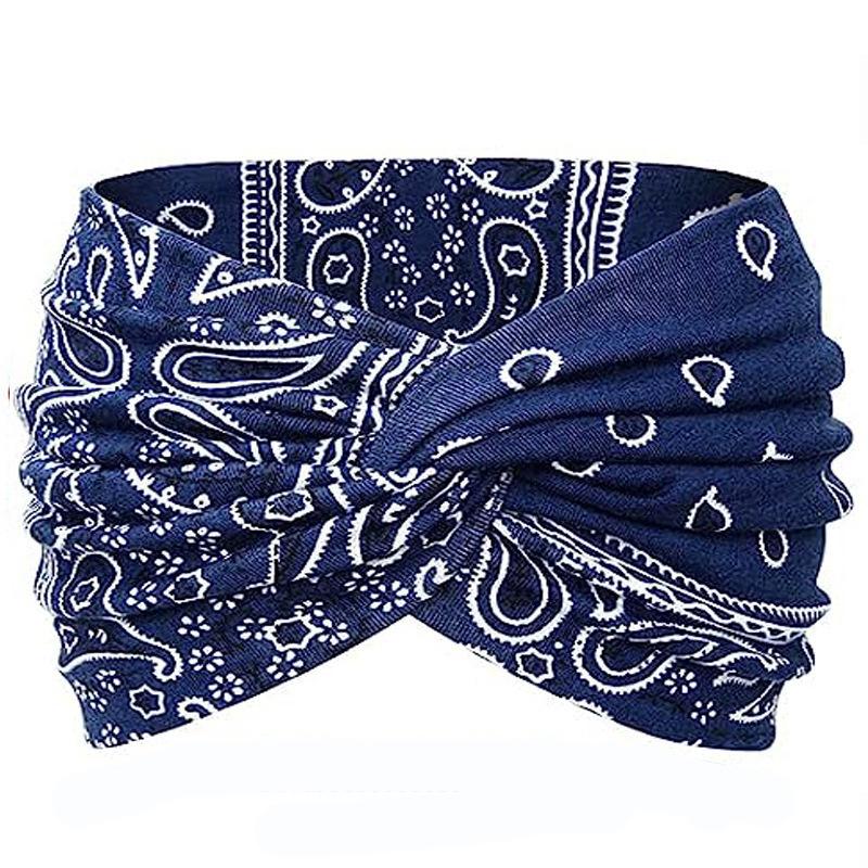 1 st Turban Paisley Twist Pannband Damhuvudband Brett Hårinpackning för Kvinnor Stora Sport Tränings Stretch Halkfria Stora Huvudband