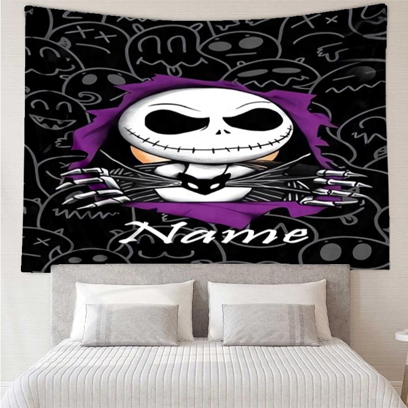 Custom Name The Nightmare Before Christmas Print Tapestry, Backdrop, Easy Setup, Ideal for Bedroom, Office & Living Room, with Aesthetic Wall Hanging 