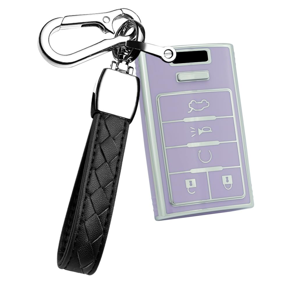 SANRILY Cadillac Key Case, Smart Key Cover, Key Holder, Silicone Key Protection, Compatible with Cadillac SRX, Escalade, CTS, DTS, STS, Corvette C7, e