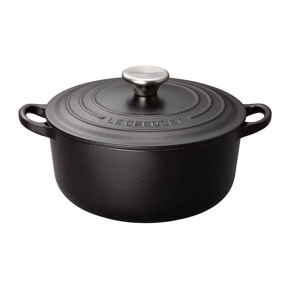 

Le Creuset Cast Iron Enamel Pot Cocotte Ronde 24 cm Matte Black Gas IH Oven Compatible Japanese [Official Product]