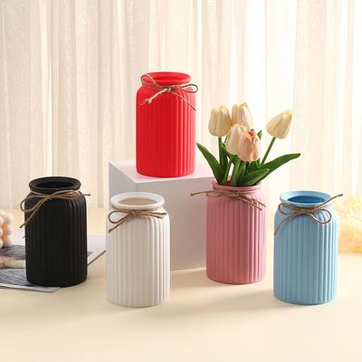 Vaso de flores de plástico nórdico moderno, rosa, azul, vaso branco, cesta, decoração para casa, sala de estar, ornamento, arranjo