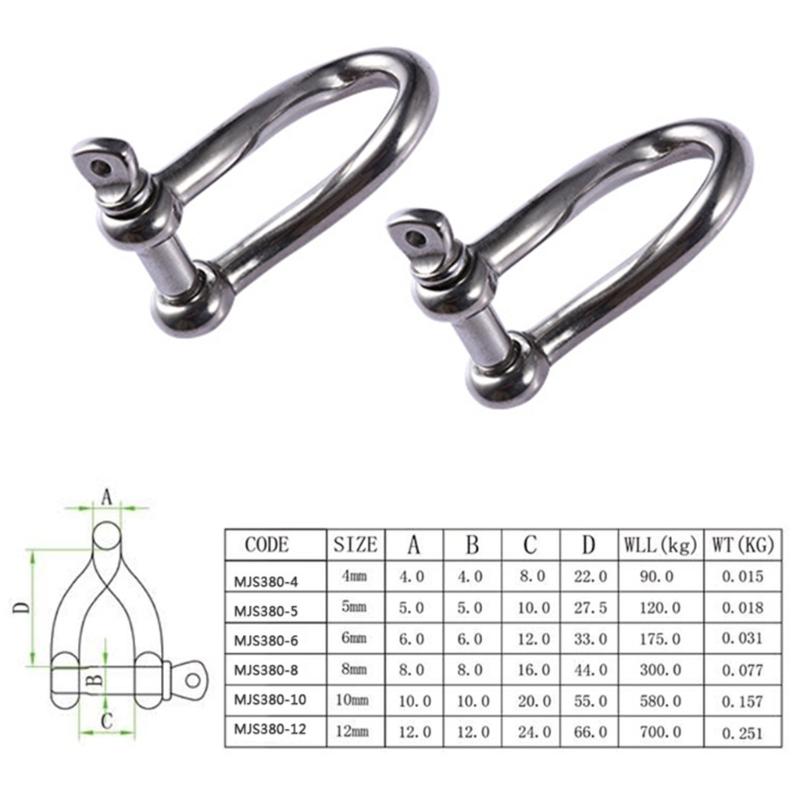 Upgrades Stainless Steel Rotates Eye Shackle Twist Link Shackle Screw Pin Twistes Shackle for Sailing Boating & Lifting