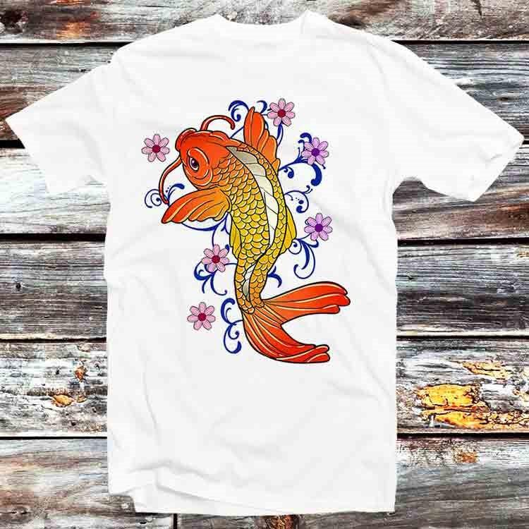 

Koi Fish Flowers Orange Sea Ocean T Shirt B1035 L
