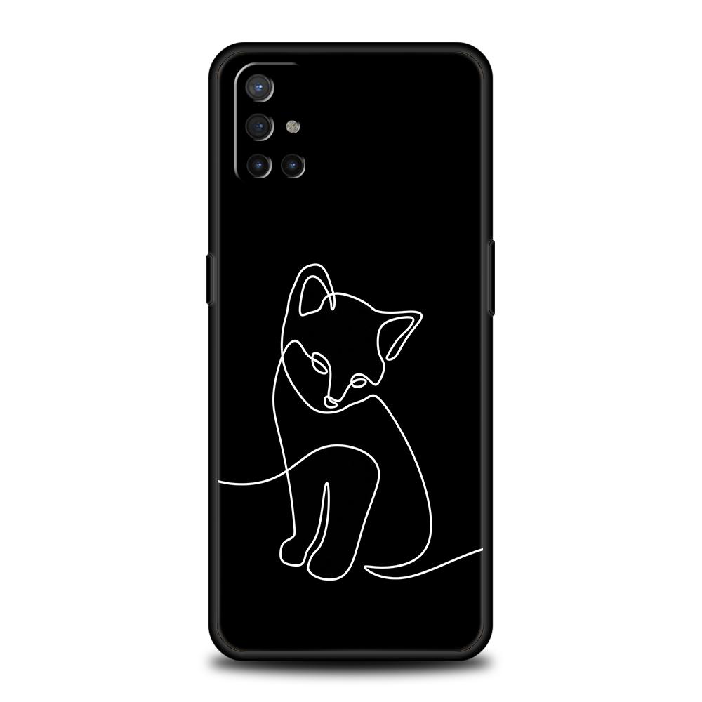 Phone Case For OnePlus 13 12 11 10 9 Pro 9T 13R 12R 10R 9R 9RT 10T 8T 8 Nord 2T CE 2 3 5G N200 N30 Cover Cat Line Black Cats