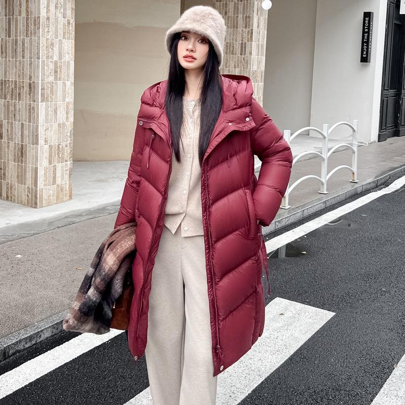 

Winter new hooded knee long fashion warm thickened cotton clothes women s casual loose cotton coat L красный
