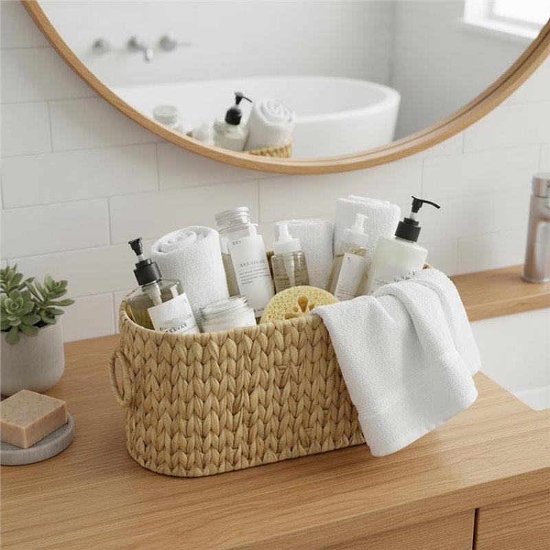 Handmade Woven Storage Basket, Simple Desktop Snack Storage Basket, 2 Pcs Straw Woven Storage Basket