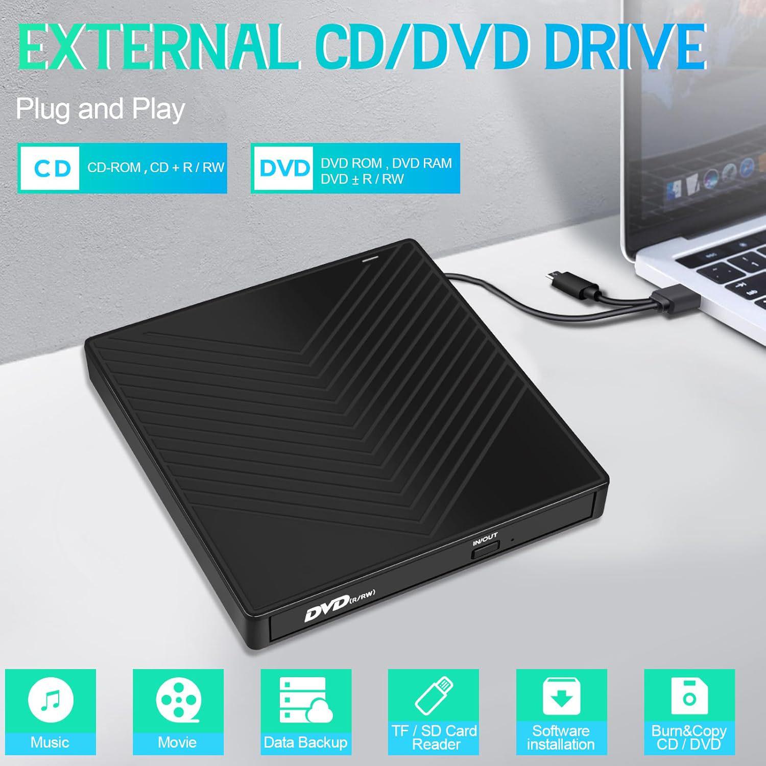 Ultra-thin 7-in-1 Multifunctional External DVD Burner for Laptops and Desktops 5-in-1 Ultra-thin чёрный