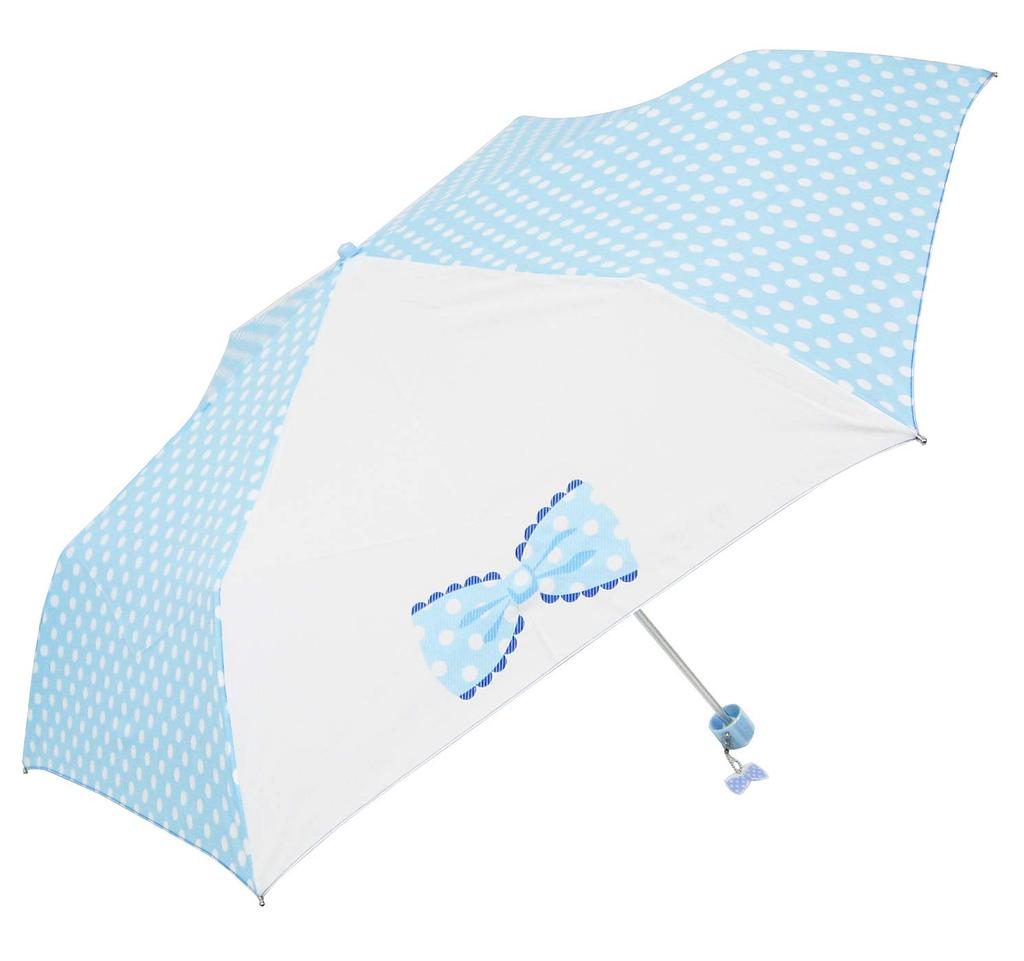 Okamoto Harajuku A Lightweight Mini Umbrella That Fits In a School Cute Folding Umbrella with Ribbon and Polka Dots Aluminum for Elementary School