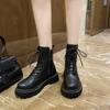 Locomotive boots lace-up fashion short boots student platform new short Martin boots women's versatile British style black
