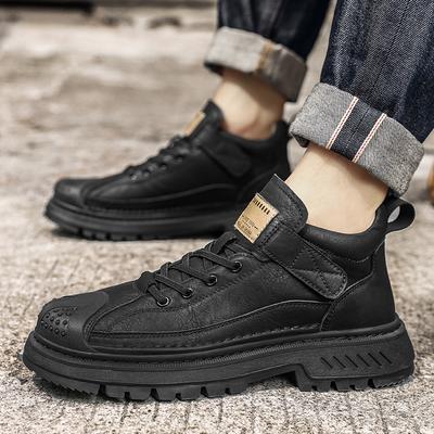 British Style Mid-help Casual Martin Shoes Retro Men's Shoes Autumn and Winter New Anti-kick Casual Leather Shoes Outdoor Tooling Shoes