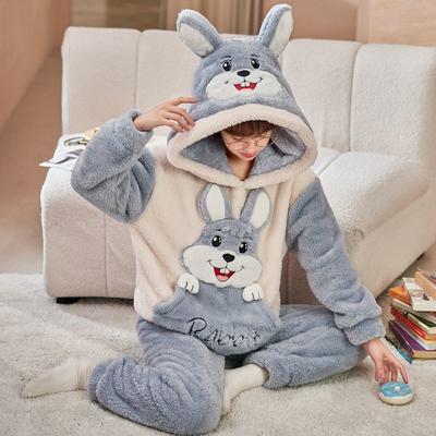 Set Pigiama Flanella Spessa Invernale Abbigliamento da Casa Donna Caldo Indumenti da Notte Pantaloni Coppie Pantaloni da Casa