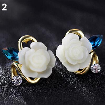 1/2 paire de boucles d'oreilles en fausses perles pour femmes, Style coréen, Rose brillant, strass, boucles d'oreilles
