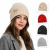 Rhinestone Bow Decor Skull Cap Hat Lightweight Warm Lining Sparkly Beanie Hat  Daily Wear