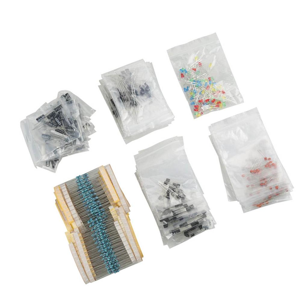 Electronic Components Set LED Diodes Transistor Electrolytic Capacitors Resistors Kit