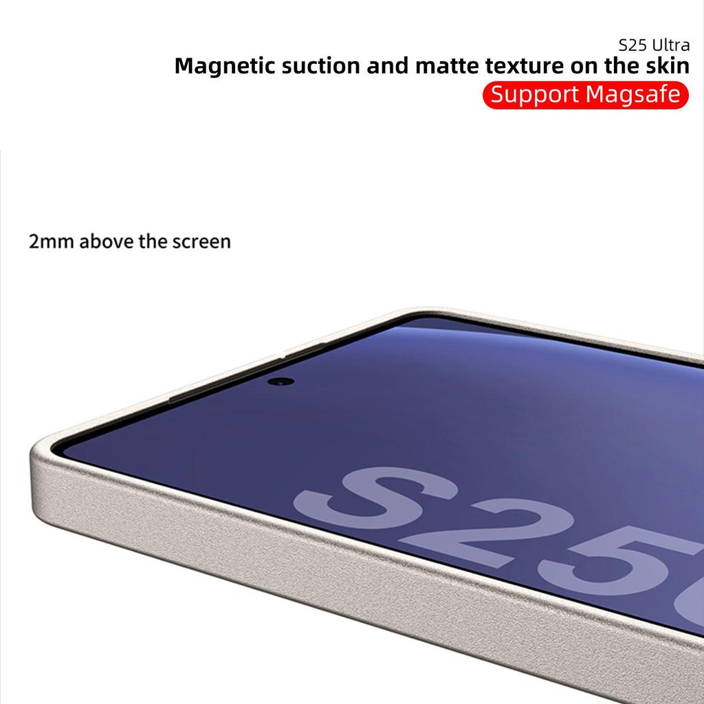 Magsafe Compatible Samsung S25 Ultra Leather Case with Built-in Magnetic Wireless Charging