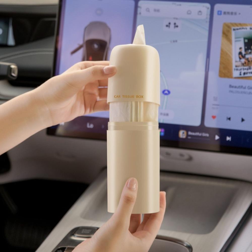 Refillable Car Tissues Cylinder Cup Holder Compact Tissues Box Round Tube Tissue Container  Office
