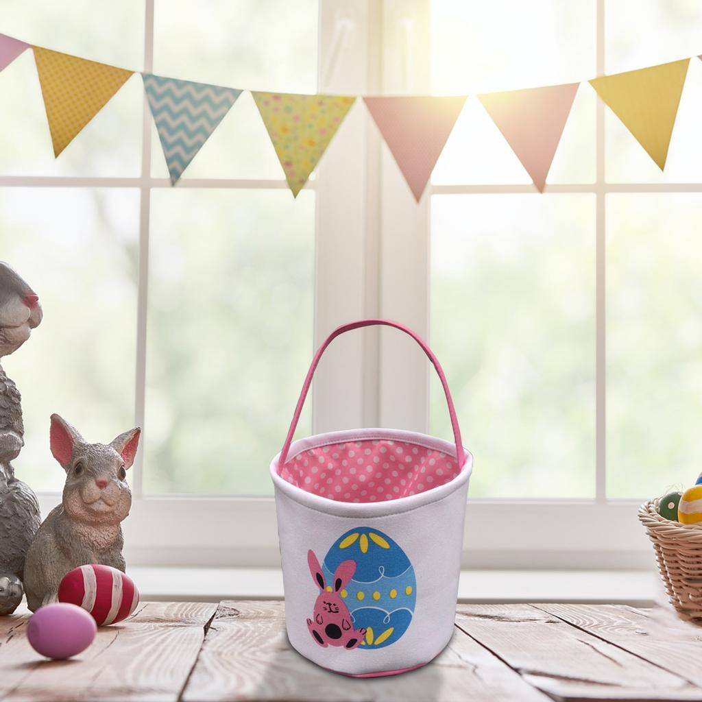 Easter Basket Holiday  Bunny Printed Canvas Gift Carry Candy Bag