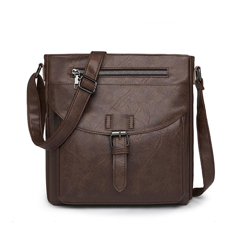 Lightweight Retro Messenger Bag Women's Bag Large Capacity Crossbody Bag PU Shoulder Bag