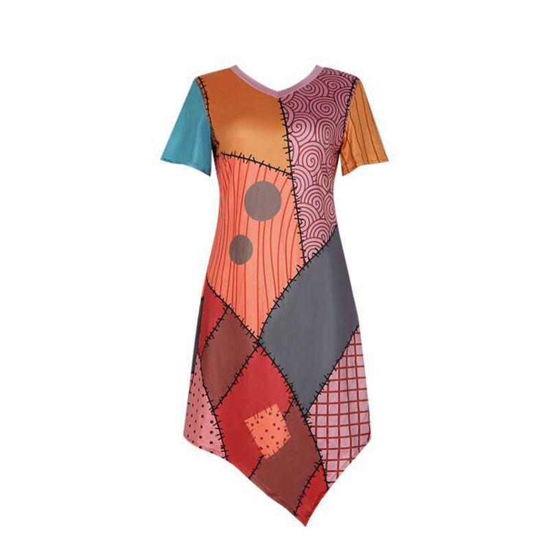 Косплей костюм Кошмар перед Рождеством Салли Скеллингтон Костюм на Хэллоуин Косплей Аниме Костюм для выступления Single Dress XS