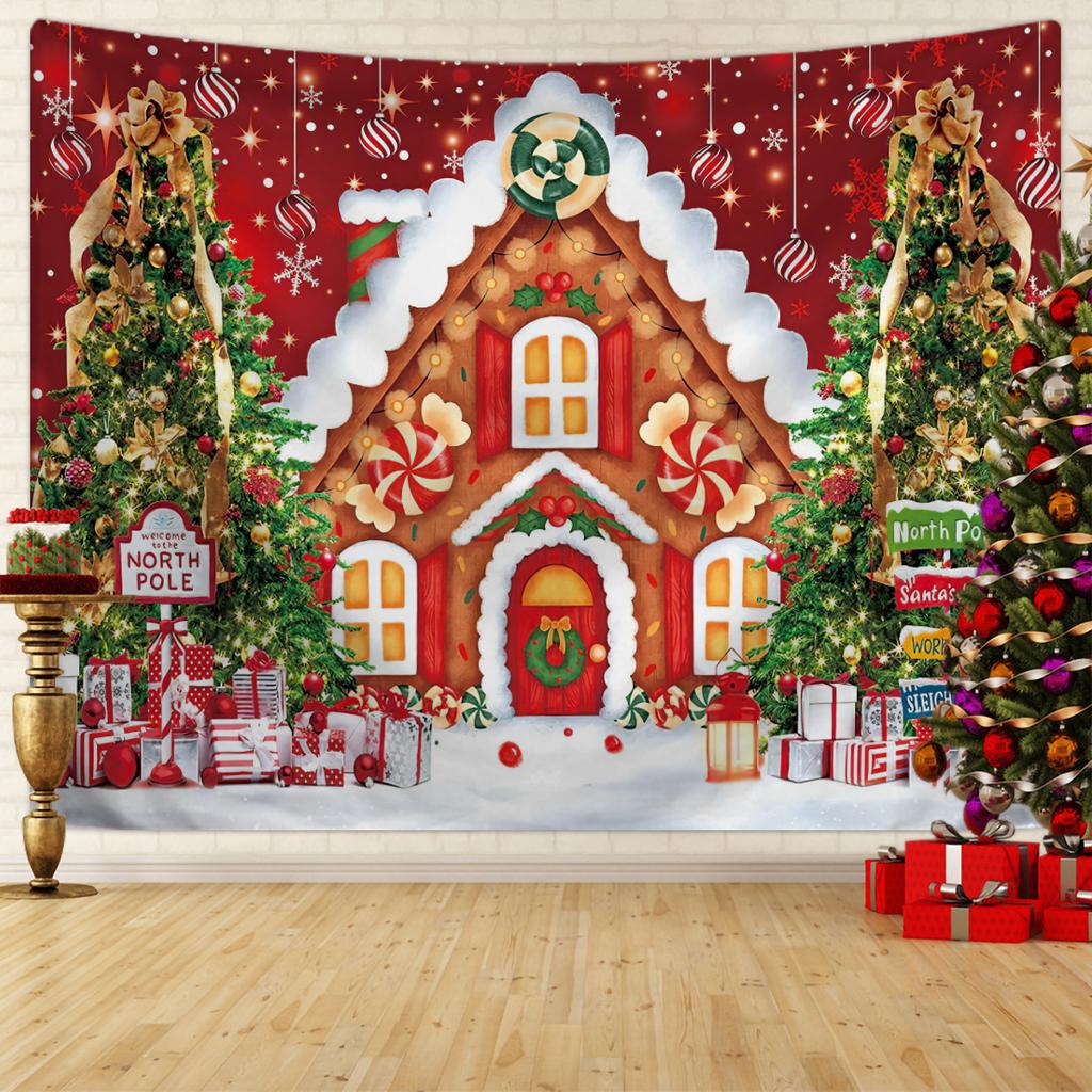 1pc Christmas Background Cloth, Christmas Ball Photography, Background Tapestry, Happy New Year, Family Party Decoration