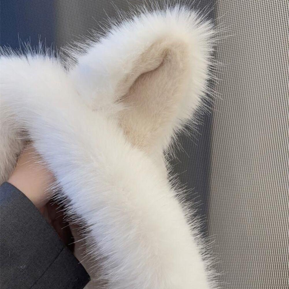 Plush Ear Protection Hat Warm Plush Fox Ears Hat Outdoor Bucket Hat Women