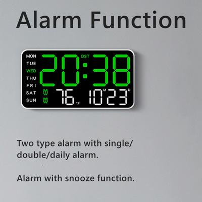 Digitální nástěnné hodiny s hlasovým ovládáním Teplota Datum Den Snooze Dvojitý budík DST Nastavení jasu 12/24H LED stolní hodiny