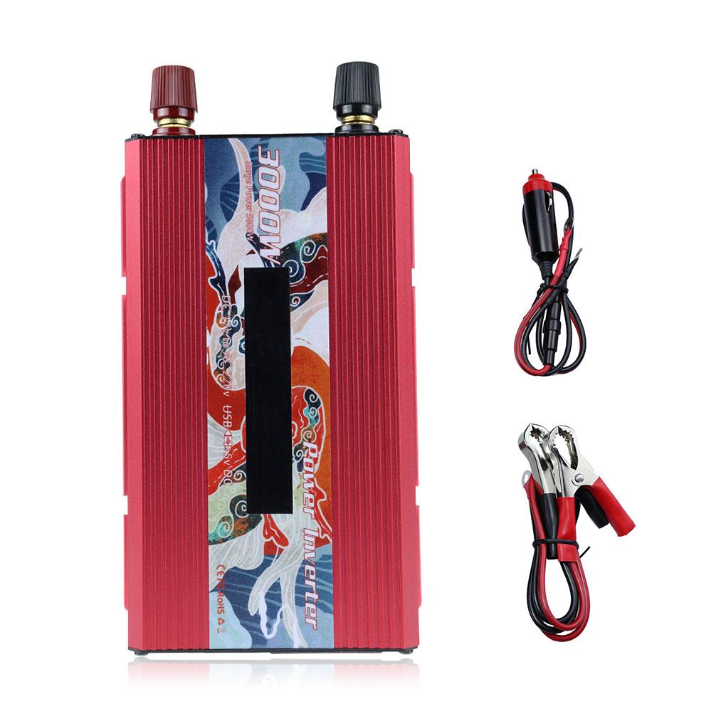 Sine Wave Inverter Portable Solar DC 12V To AC 220V Short Circuit Protection Built-in Fan Outdoor Camping Converter Adapter