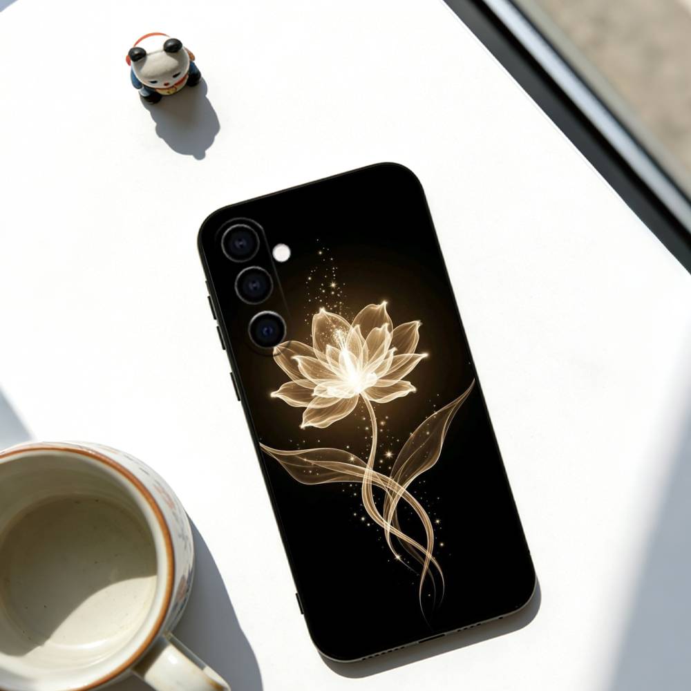 Dark flower Phone Case For Samsung Galaxy A73,A72,A71,A70,A53,A52,A51,Soft Black Cover