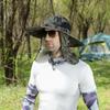 Wide Brim Men Sun Hat with Shawl Veil Camouflage Caps Mask Set Fisherman Hat  Unisex
