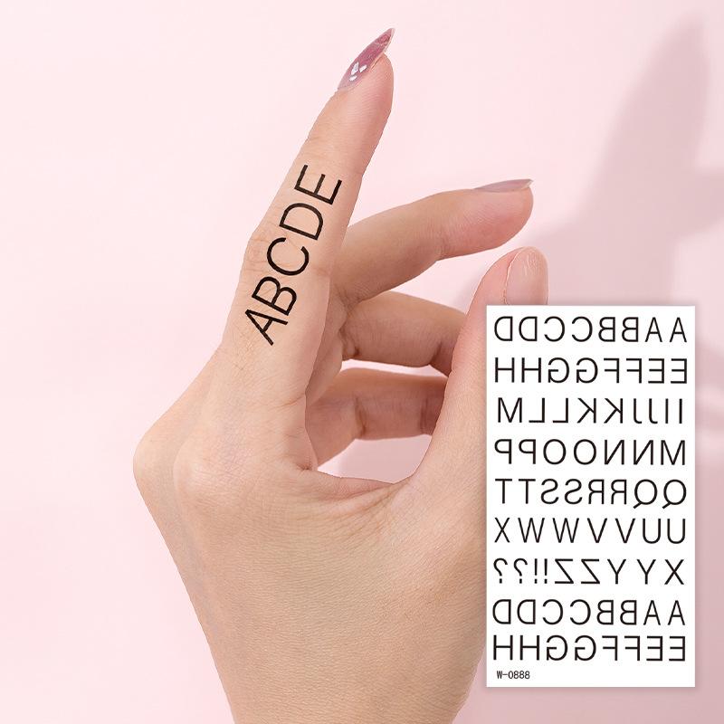 Pegatina de Tatuaje de Dibujos Animados Impermeable Simple Alfanumérica Tatuaje Temporal Desechable