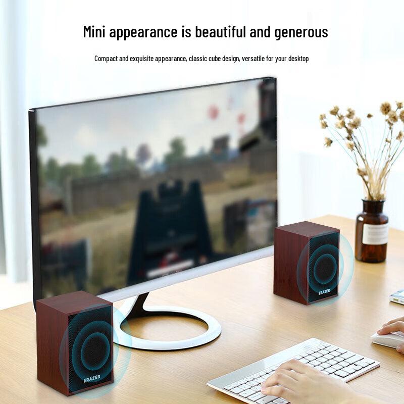 Lenovo D03 Wired/Bluetooth Wooden Desktop Speaker