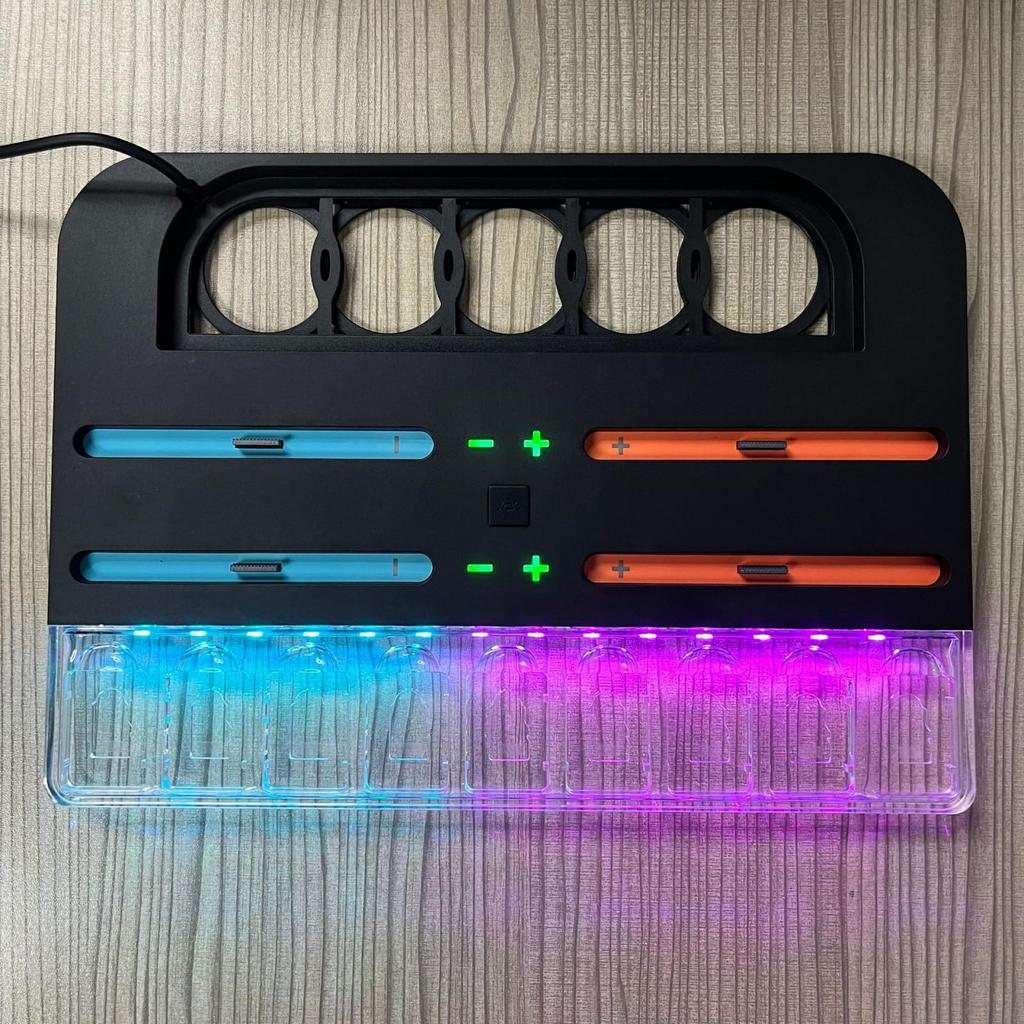 XBERSTAR Controller Charging Dock for Nintendo Switch 2, Joy-Con Charging Stand Station with Retractable Cassette and Colorful Lights